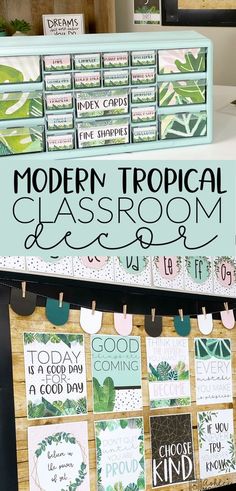 the modern tropical classroom is organized and ready to be used