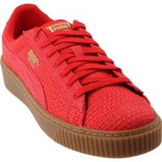 Item: New Women's PUMA Basketball Basket Platform Woven Red Sneaker Shoes in Size 6.5 US (37 EU / 4 UK) - Shoe Art # 36484701 - Does not have original box or tags Condition: New without tags or box, liquidated from original store, never owned or used, see photos Shipping Information: Please ask before bidding if you have an international shipping address - Will only ship using International USPS flat rate  up to 4 lbs) Combined shipping available on multiple purchases Payment Information: No Pay Red Sneakers With Textured Sole For Streetwear, Casual Red Sneakers With Textured Sole, Basketball Basket, White Chucks, White Puma, Shoes Size 6, Puma Sneakers, Red Sneakers, High Risk