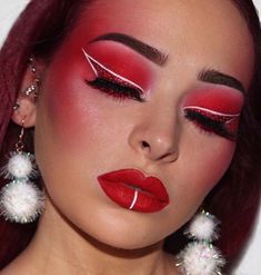 Mrs Claus Makeup, Holiday Makeup, Glitter Eyes, Mrs Claus, Red Glitter, Makeup Inspo, Nostril Hoop Ring, Makeup Ideas, Septum Ring