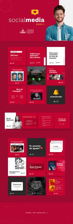 a red and black website design for social media