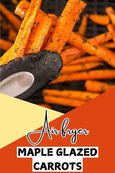 an image of maple glazed carrots being cooked on the grill with text overlay