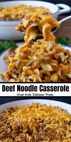 Beef Noodle Casserole is a flavorful and easy main dish recipe, made with seasoned ground beef, egg noodles, tomato sauce, corn and lots of delicious cheese, and is great served hot with crusty bread. Ground Beef Country Casserole, Hamburger Supper Recipes, Ground Beef Recipes Few Ingredients, Crock Pot Main Dishes, Ground Beef Hot Dish Recipes, Tallerine Recipe, Egg Noodle Dinner, Hamburger Noodle Casserole Recipes, Ground Beef And Egg Noodle Recipes