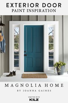 a blue door with the words, interior door paint inspirational home by joanna caines