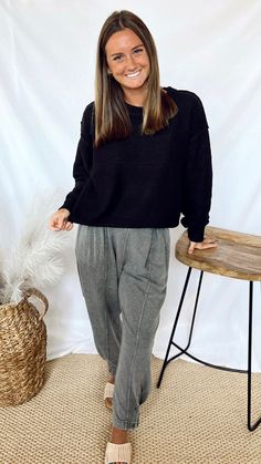 The Errand Chic Pant Chic Pants, Comfy Sweater, Pants Large, Grey Material, Comfy Sweaters, Knitting Materials, Dress First, Soft Knits, Jogger Pants