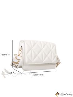 Bird in Bag - Fashionable White Quilted Flap PU Leather Square Bag Chic Rectangular Faux Leather Flap Bag, Trendy Square Clutch With Removable Pouch, Elegant White Faux Leather Satchel, Chic Square Clutch With Large Capacity, Trendy White Square Evening Bag, Chic Rectangular Faux Leather Shoulder Bag, Chic Faux Leather Crossbody Box Bag, Chic Faux Leather Rectangular Shoulder Bag, Chic Faux Leather Satchel Flap Bag