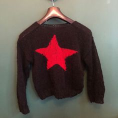 I hand knitted this mohair loose sweater myself. It is oversized so be mindful when you choose the size :) (the red and black one in the pictures is a size xl. the grey and black one is a size small.)