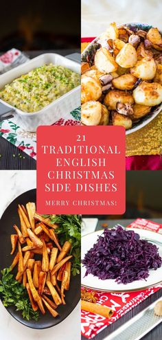 traditional english christmas side dishes with text overlay