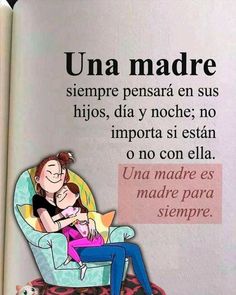 an open book with the words una madre written in spanish