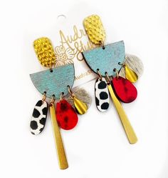 Abstract Earrings Handmade, Abstract Accessories, Audra Style, Painted Mailboxes, Creative Earrings, Textile Earrings, Bold Boho, Dope Jewelry Accessories, Earring Styles