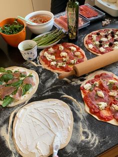 the pizzas are ready to go into the oven