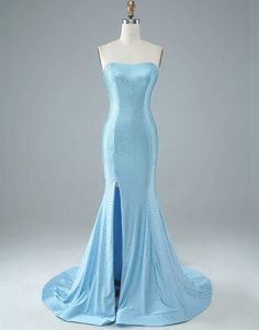 Blue Prom Dress With Sleeves, Sparkly Formal Dresses, Light Blue Prom Dresses, Blue Long Prom Dress, Light Blue Prom, Winter Wedding Venues, Light Blue Prom Dress, Mermaid Evening Gown, Prom Long