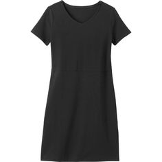 Women's NoGA Naturale Cotton Short Sleeve Dress | Duluth Trading Company Casual V-neck Dress For Everyday, Solid Color Fitted Dress For Everyday Wear, Everyday Fitted Dresses For Fall, Everyday V-neck Relaxed Fit Dresses, Fitted Everyday Dress For Fall, Fitted Dresses For Everyday Fall Wear, Everyday Fitted Fall Dresses, V-neck Relaxed Fit Everyday Dresses, Relaxed Fit V-neck Everyday Dress