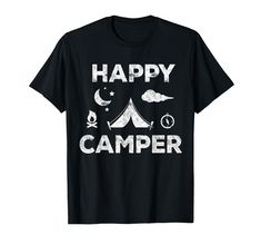 PRICES MAY VARY. Perfect Gift Idea for Men, Women and Kids who love to camp or hike - Happy Camper Shirt. Funny gift for dad, brother, husband, boyfriend, son, daughter, youth, baby, child, uncle, girlfriend, sister, mom, mother, friends, family on Birthday / Christmas Day Retro Graphic Happy Camper TShirt. Add this tee to your collection of camping, hiking, backpacking and trekking accessories (rv matching outfit, mug, hat, pajamas, pillow, tent, flag and other stuff). Lightweight, Classic fit, Happy Camper Shirt, Camper Camping, Camper Shirt, Camping Camper, Funny Camping, Camping Lovers, Funny Gifts For Dad, Camping Humor, Camping Gifts