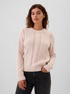 Cable-Knit Crewneck Sweater Cozy Knit Sweater, Knit Crewneck, Crewneck Sweater, Soft Knits, Crew Neck Sweater, Cable Knit, Sweaters & Cardigans, Cardigans, Knitted Sweaters