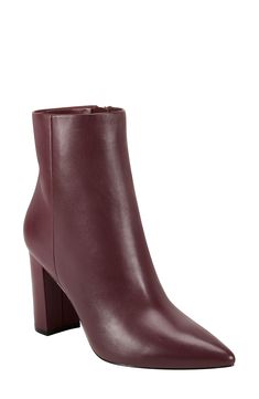 A curved, half-moon heel elevates a sleek and striking bootie crafted from supple leather in a pointy-toe silhouette.True to size. 3 1/4" heel (size 8.5). 5" shaft. Side zip closure. Cushioned footbed. Leather upper/synthetic lining and sole. Imported. Women's Shoes Calf Leather Boots With 4-inch Heel And Pointed Toe, Fall Heeled Boots With Stacked Heel And Pointed Toe, Modern Boots With 4-inch Heel And Pointed Toe, Winter Heeled Boots With Sculpted Heel In Faux Leather, Fall Booties With Sculpted Heel And Medium Width, Winter Faux Leather Heeled Boots With Sculpted Heel, Faux Leather Boots With Sculpted Heel For Fall, Fall Boots With Sculpted Block Heel, Fall Sculpted Heel Boots For Work