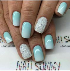 Tiffany Blue Nails, Aqua Nails, Squoval Nails, Beach Nails, Dipped Nails, Fancy Nails, My Nails, Short Acrylic Nails, Powder Nails