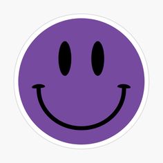 a purple smiley face sticker