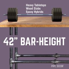 the bar - height bench is shown with two different types of bars