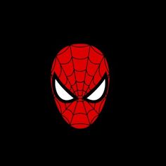 the face of spider - man with eyes wide open and glowing in the dark background