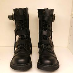 Dermonia Women's Boots Leather Black Size 9 New Condition Lace Up Boots Black Gothic Martin Boots With Round Toe, Gothic Black Martin Boots With Round Toe, Black Gothic Lace-up Boots With Round Toe, Gothic Leather Martin Boots With Round Toe, Black Leather Martin Boots With Reinforced Toe, Gothic Leather Heeled Boots With Round Toe, Black Ankle-high Martin Boots For Formal Wear, Gothic Black Lace-up Boots With Round Toe, Black High Ankle Martin Boots With Steel Toe