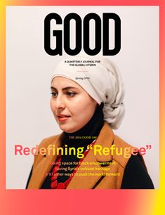 a woman with a turban on top of her head is featured in the cover of good magazine