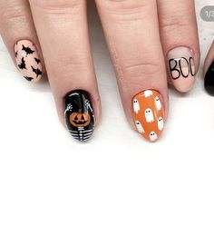 art halloween nail idea halloween nails ideas halloween nail inspo… Halloween Nails Skeleton, Creepy Halloween Nails, Skeleton Nails, Cartoon Nails, Spooky Nails, September Nails