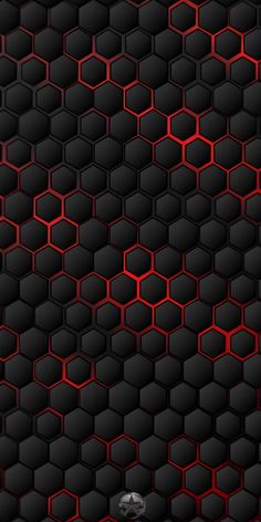 an abstract black and red background with hexagonal shapes