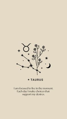 taurus zodiac sign with stars and flowers