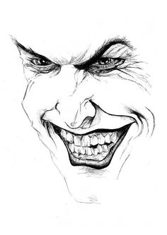 a drawing of the joker's face with his teeth and nose painted to look like he