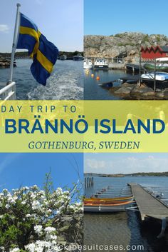 a collage of photos with the words day trip to branno island in sweden