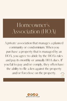 the homeowner's association h4a advertises that property owners are able to purchase