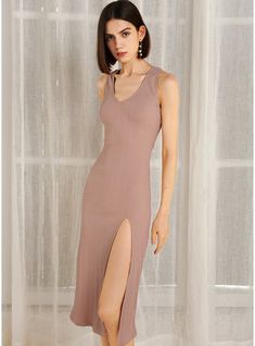 JJ's House No Cotton Blends Midi V-Neck Summer Bodycon Stretch Fabric NO Vintage Mauve S Height:5.7ft(174cm) Bust:33.5in(85cm) Waist:26in(66cm) Hips:36in(91cm) Tea-Length Dress. #JJ's House #No #CottonBlends #Midi #VNeck #Summer #Bodycon #StretchFabric #NO #VintageMauve #S #TeaLength #Dress House No, Tea Length Dresses, Tea Length, Stretch Fabric, High Neck Dress, Midi Dress, Cotton Blend, V Neck, Tea