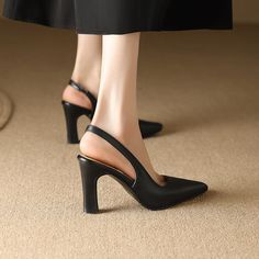 Gender: For WomenStyle: Fashion,KoreanOccasion: Casual,Party/Club,Office/CareerHeel Height: 8.5cmPlatform Height: 0.5cmSeason: Spring,Summer,Fall/Autumn,WinterPackage Contents: 1 x Shoes (Pair)Please see our size guide as below, you can choose the size according to your foot length and width.If your foot is a little wide and thick, we suggest you choose 1 size larger.Size Guide:28 = foot length 18.5-19cm (Foot width=6.5-7cm)29 = foot length 19-19.5cm (Foot width=7cm)30 = foot length 19.5-20cm (F Black High Heel Slingback Pumps For Summer, Summer Office Slingback Pumps With Ankle Strap, Office Summer Slingback Sandals With Ankle Strap, Black Pointed Toe Slingback Sandals For Summer, Summer Slingback Pumps With Reinforced Heel And Closed Toe, Summer High Heel Slingback Pumps For Office, Black Ankle Strap Slingback Sandals, Summer Black Round Toe Slingback Pumps, Black Open Toe Slingback Pumps For Summer