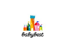 the logo for baby best is shown in this colorful illustration, which includes buildings and a castle