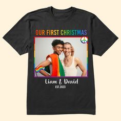 Lgbt Couple Our First Christmas - Personalized Photo Matching Couple Shirt Christmas Matching Shirts, Couple Shirt Design, First Christmas Together, Christmas Together, Christmas Matching, Ultimate Christmas, Matching Couple Shirts, Couple Shirt, Luggage Covers