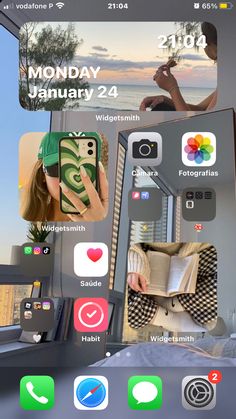 an iphone screen with various images and icons on it, including the text monday january 2 - 4