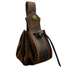 a brown bag with a leather handle on it