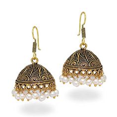 Jhumka Earrings Collection, Modern Indian Jewelry, Oxidised Jhumka, Antique Jewelry Indian, Ear Ring