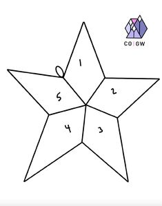 an origami star is shown with the numbers in each side and on top