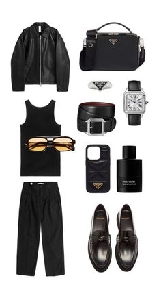 Prada Outfit Men, Wealthy Aesthetic, Prada Outfits, Black Loafers Outfit, Loafers Outfit, Classy Outfits Men, Outfits Hombre, Leather Jacket Style, Mens Casual Dress Outfits