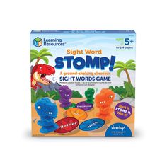 the learning resources sight word stomp game is shown in front of a white background