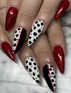 𝐍𝐚𝐢𝐥𝐬 𝐛𝐲 𝐉𝐢𝐦𝐦𝐲 & 𝐃𝐨𝐫𝐨𝐭𝐡𝐲 #acrylicnails#gelpolish#halloweennails#cruellanails#halloweennailart#stilettonails#dalmatiannails#101dalmatiansnails#cruelladevillenails#glitternails#rednails#gelmanicure#gel#gels#gelnails#gelnail#gelpolishnails#gelpolishmanicure#gelnailpolish#acrylicsnails#acrylicnailsdesign#acrylicnail#acrylicnailswag#acrylicnaildesigns#acrylicnaildesign#acrylicnailart#acrylics#acrylic#nofilter#shotoniphone#love#instagood#photooftheday#fashion#beautiful#cute#follow#a Diva Nails, Fancy Nails Designs, Nails 2024, Nails Designs, Nails Inspiration, Nail Ideas, Nail Inspo, Gel Nails