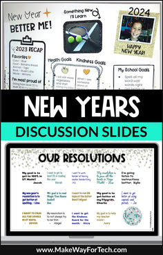 the new year's discussion slides for students to use in their writing and speaking skills