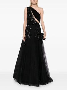 Saiid Kobeisy one-shoulder Beaded Gown - Farfetch Off-shoulder Tulle Gown For Formal Occasions, Formal One-shoulder Tulle Evening Dress, Evening Tulle Dress With Detachable Train, Elegant Evening One-shoulder Tulle Dress, Luxury One Shoulder Evening Dress For Prom, One-shoulder Gown With Fitted Bodice For Cocktail, One-shoulder Fitted Bodice Cocktail Gown, Luxury One Shoulder Dress For Gala, One-shoulder Tulle Dress For Formal Occasions