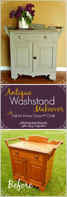 an antique washstand makeover with chalk paint