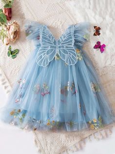 1pc Young Girl Lovely Princess Tutu Dress, Floral Embroidery, Mesh, Cap Sleeve, Party, Beach, Holiday Blue Cute  Short Sleeve Mesh Fabric Animal,Floral,Plants A Line Slight Stretch Spring/Summer/Fall Young Girls Clothing, size features are:Bust: ,Length: ,Sleeve Length: Princess Tutu Dress, Lovely Princess, Holiday Blues, Princess Tutu, Classy Dress Outfits, Fashion Tights, Fabric Animals, Mesh Cap, Beach Holiday