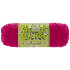 pink yarn with the words i love this yarn