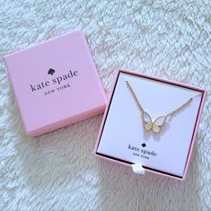 Brand New In Box Kate Spade Stationary Butterfly Pendant Necklace Excellent Condition With No Flaws 16" Chain With 3" Extender Gold Plating Over Brass Approx Pendant Height 1/2" Approx Pendant Width 3/4" Stationary Mother Of Pearl Butterfly Pendant Set On A Gold Link Chain Lobster Style Closure Please No Trades Or Lowballs! *Ask Any Questions You May Have Prior To Making An Offer Or Purchase Please* Elegant Kate Spade Necklace Gift, Elegant Kate Spade Necklace For Gift, White Jewelry With Gift Box For Birthday, Kate Spade Pendant Necklace Gift, Kate Spade Pendant Necklace For Gift, Kate Spade Necklace With Adjustable Chain, Kate Spade Jewelry With Adjustable Chain For Gifts, Kate Spade Necklace With Adjustable Chain For Gift, Elegant Kate Spade Charm Necklace For Gift