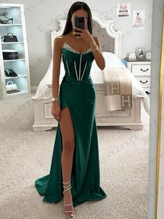 2024 Sexy Women's Evening Dresses Mermaid Side High Split Princess Prom Gowns Formal Party Cocktail Graduation Ball Dress, Green Mermaid Prom Dress, Quinceanera Dresses Red, Purple Quinceanera Dresses, Black Quinceanera Dresses, Red Quinceanera Dresses, Fitted Gowns, Prom Dresses Elegant