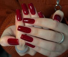 Long Red Nails, Pointed Nails, Pretty Gel Nails, Coffin Shape Nails, Color Rojo, Nail Accessories, Cute Acrylic Nails, False Nails